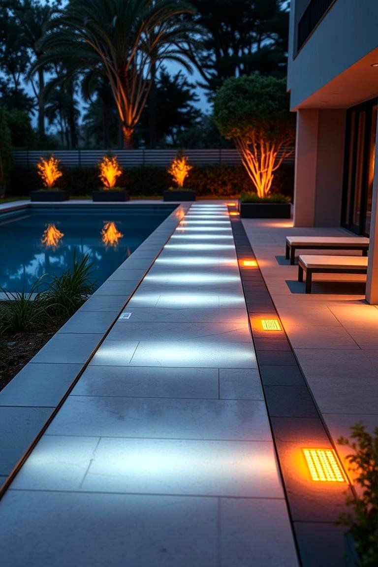 Cozy Heated Poolside Walkway - 24 Pool Walkway Ideas