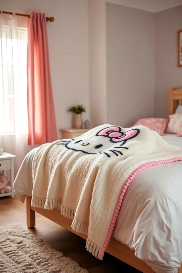 Cozy Hello Kitty Throw Blanket - 24 Hello Kitty Bedroom Ideas