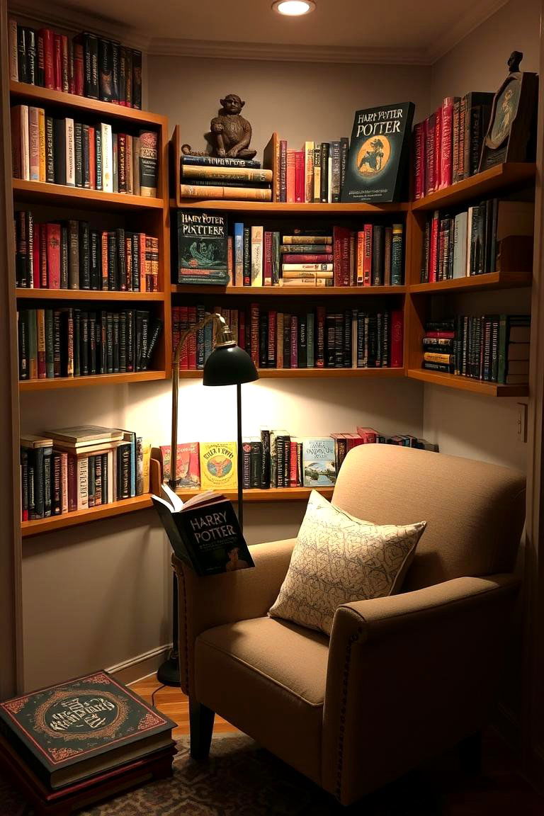 Cozy Hogwarts Library Book Nook - 24 Harry Potter Decor Ideas