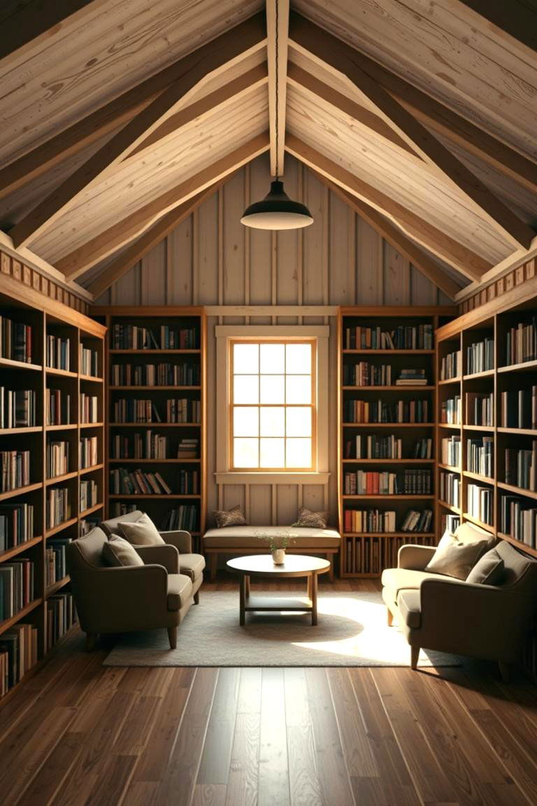 Cozy Home Library Nook - 24 Pole Barn Interior Ideas