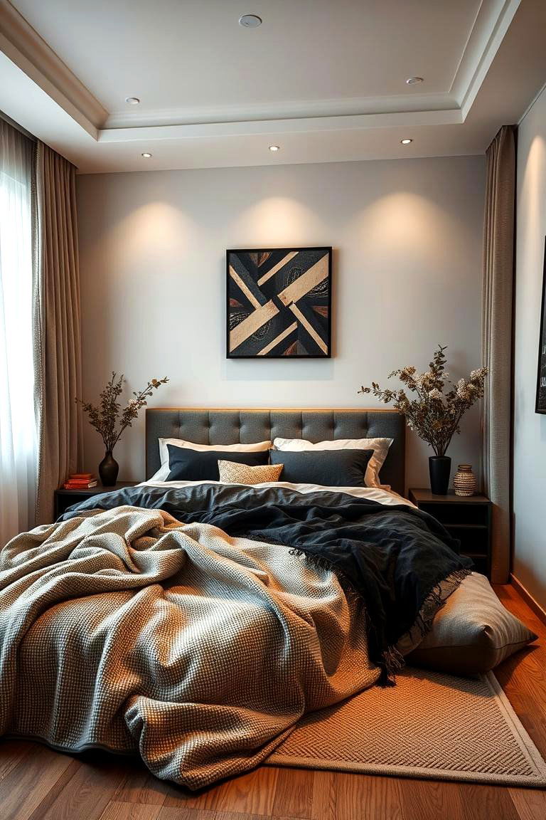 Cozy Inviting Harmony - 24 Black and Beige Bedroom Design Ideas