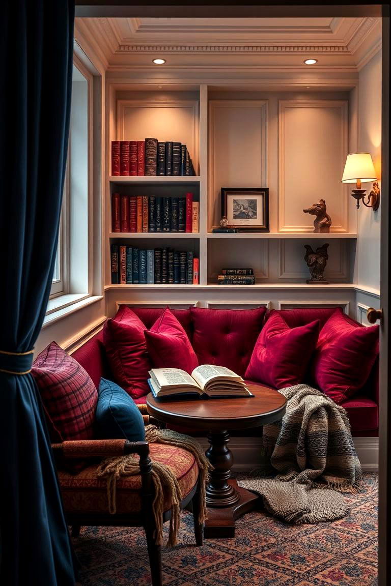 Cozy Jewel Toned Reading Nook - 24 Ways to Decorate With Jewel Tones