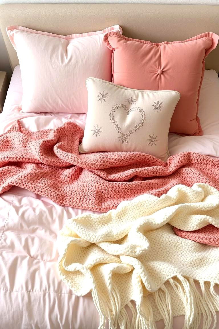 Cozy Layers of Pink Bedding - 24 Pink Boho Bedroom Ideas