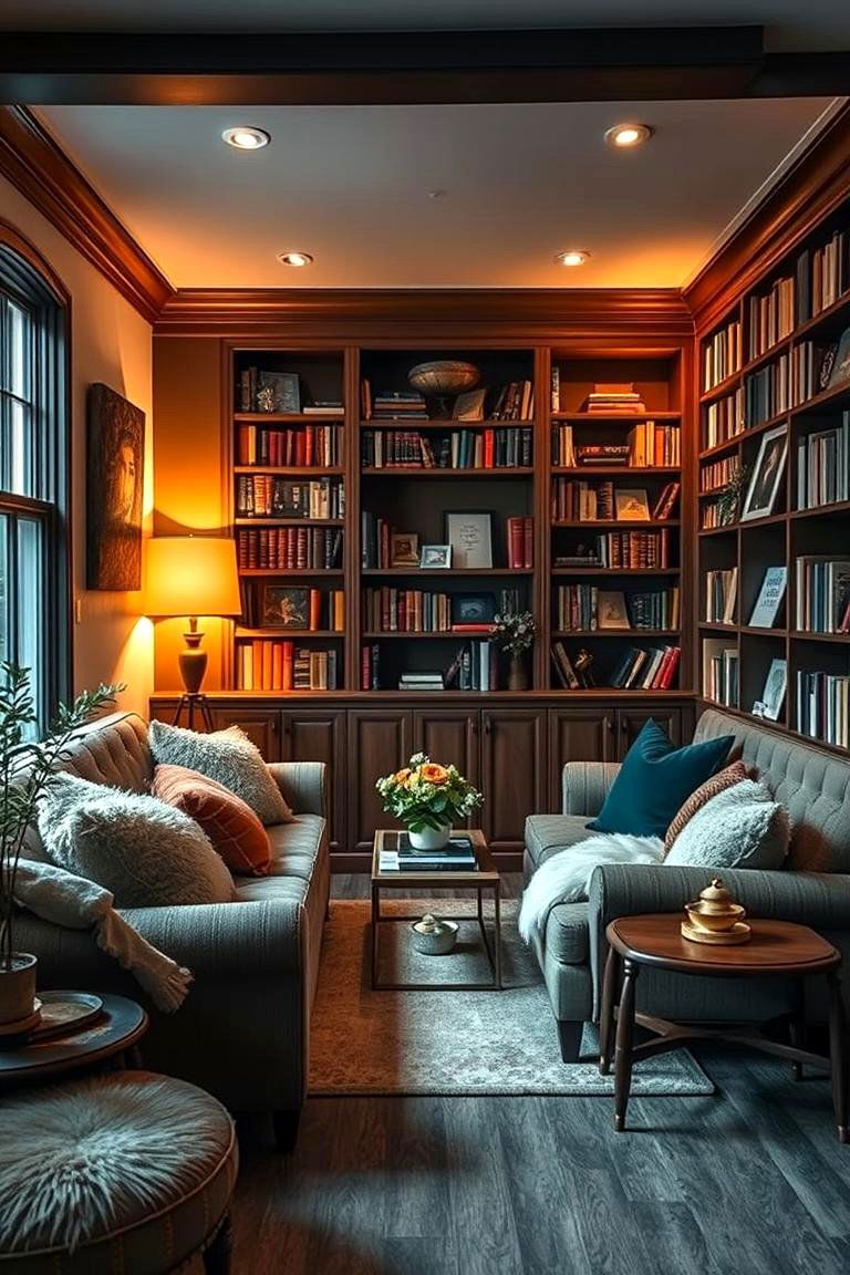 Cozy Library Inspired Nook - 24 Mens Living Room Ideas