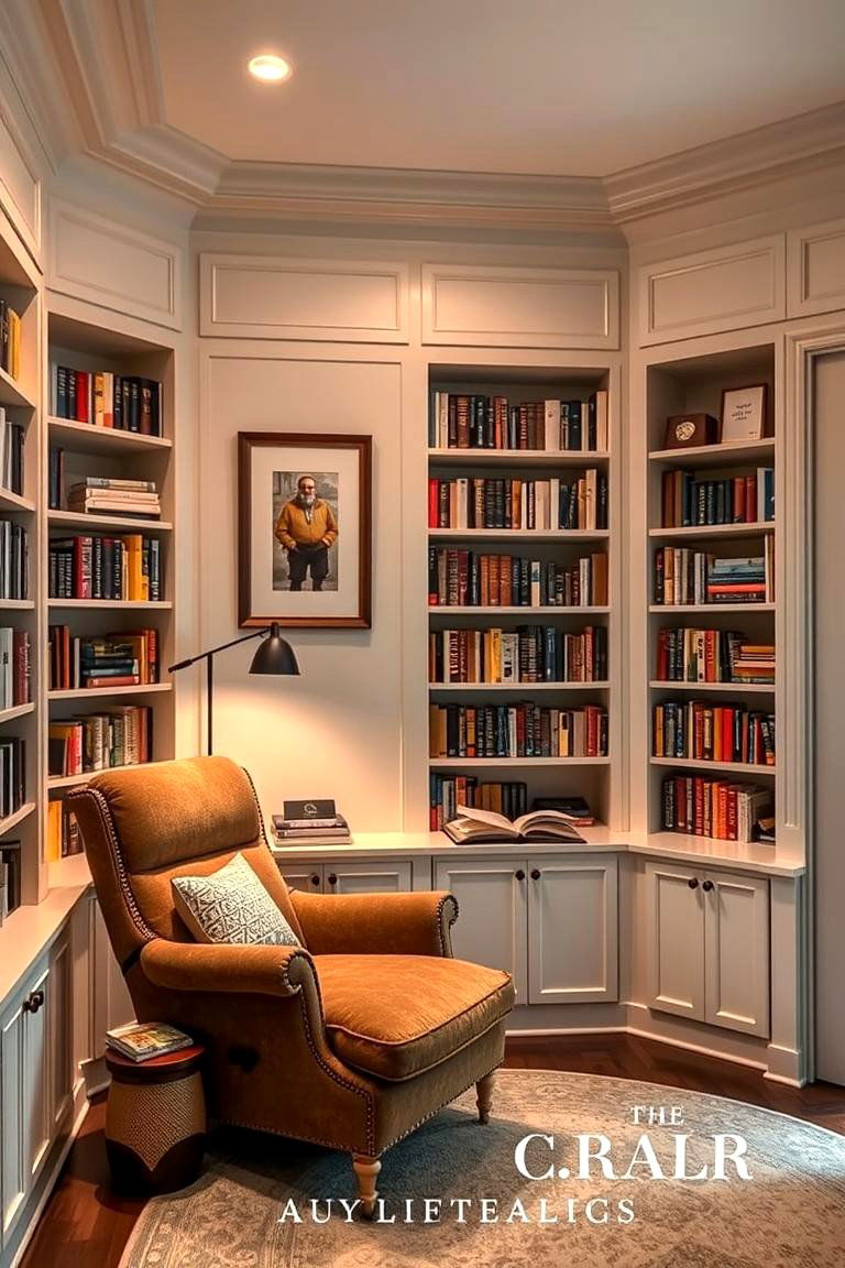 Cozy Library and Reading Nook - 24 Black Man Cave Ideas