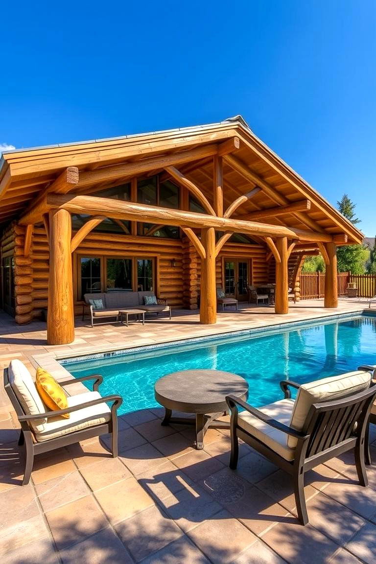 Cozy Log Cabin Retreat - 24 Rustic Pool House Ideas