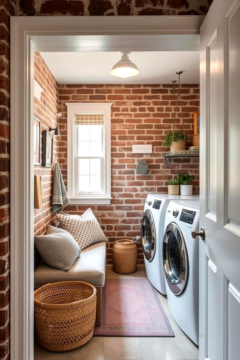 Cozy Nook - 24 Brick Floor Laundry Room Ideas