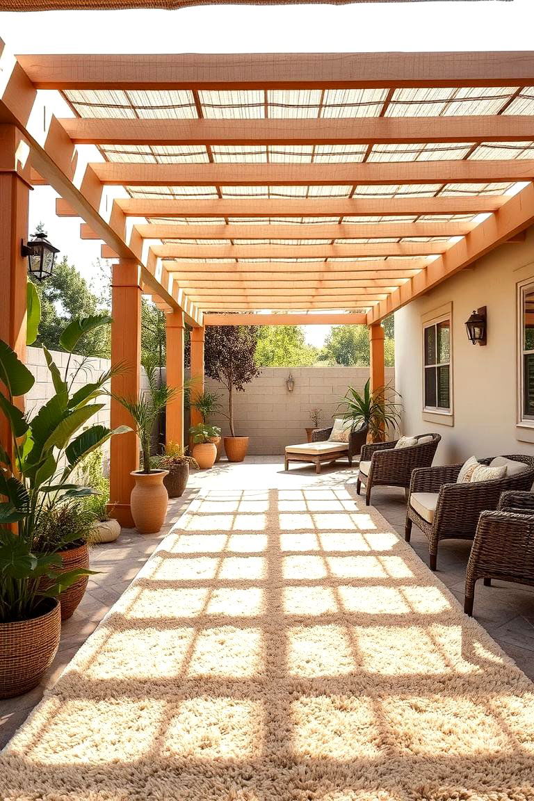 Cozy Outdoor Carpet Flooring - 24 Pergola Flooring Ideas