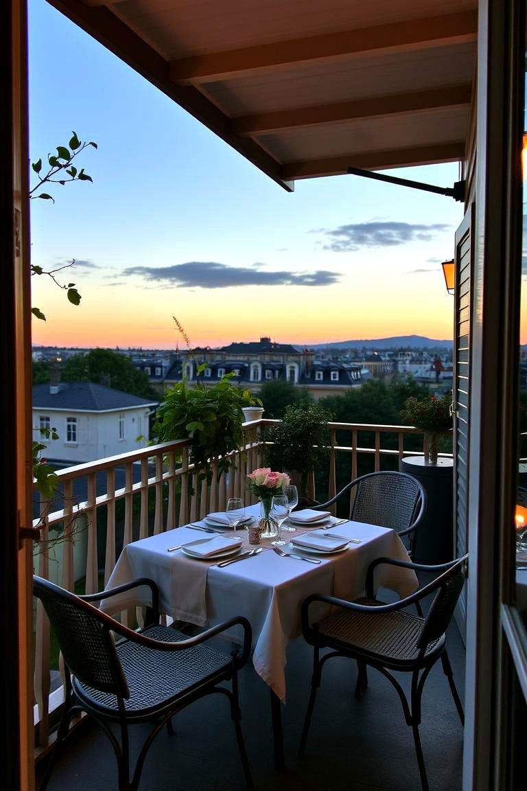 Cozy Outdoor Dining Space - 24 French Balcony Ideas