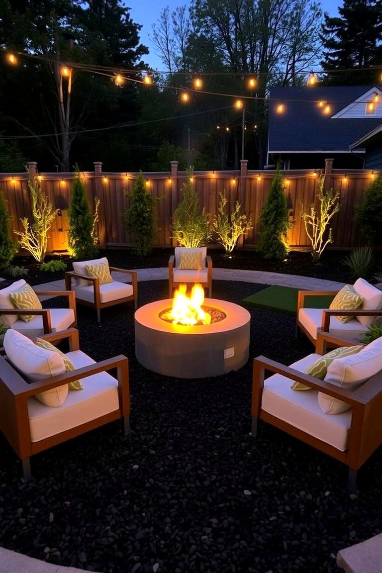 Cozy Outdoor Fire Pit Surround - 24 Black Mulch Landscaping Ideas