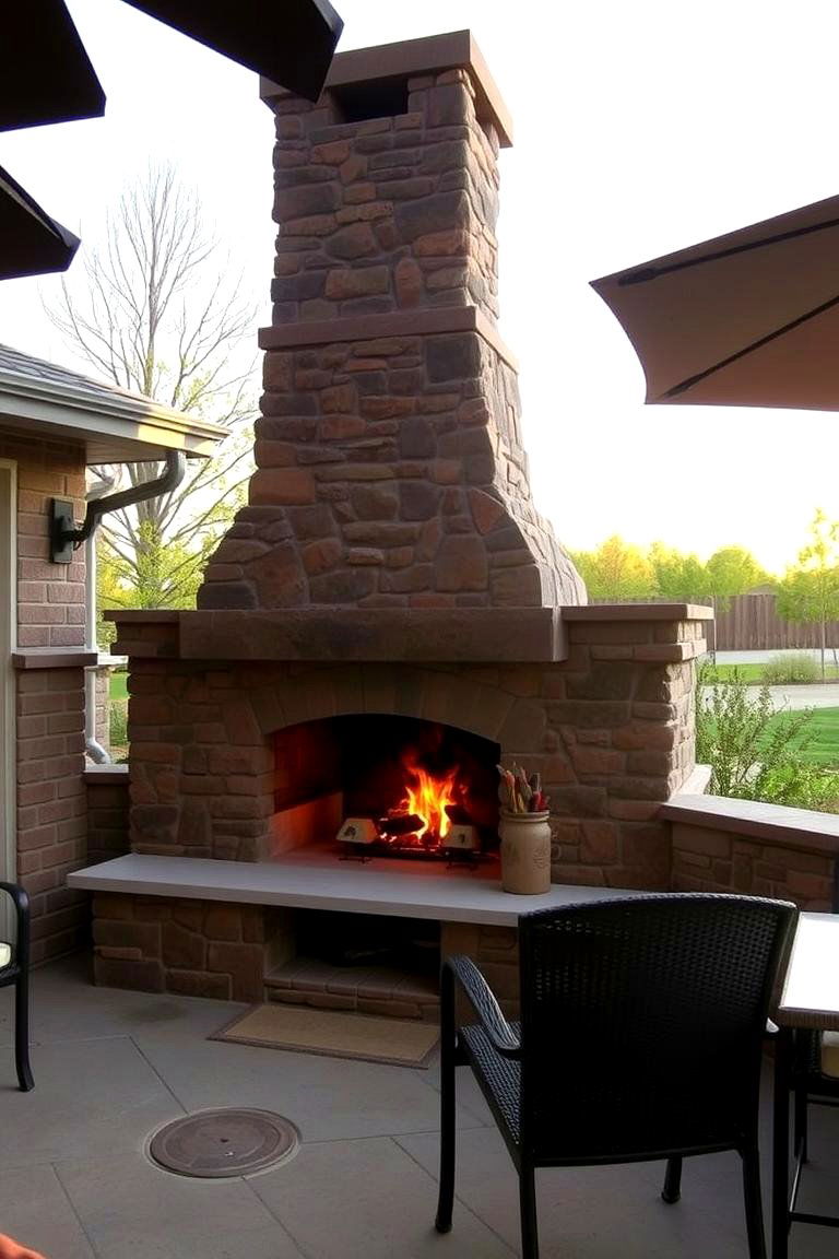 Cozy Outdoor Fireplace Wall - 24 Patio Wall Ideas