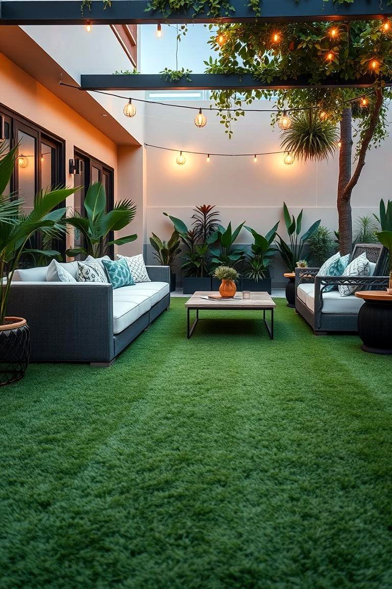 Cozy Outdoor Lounge - 24 Artificial Grass Balcony Design