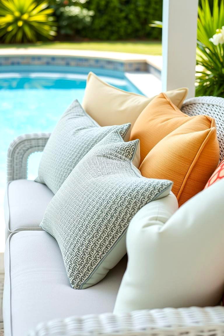 Cozy Outdoor Throw Pillows - 24 Pool Furniture Ideas