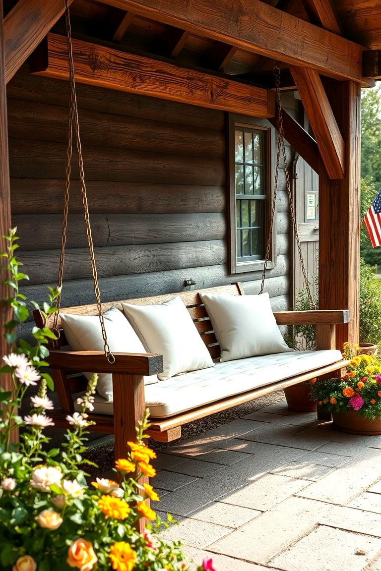Cozy Porch Swing - 24 Farmhouse Patio Ideas