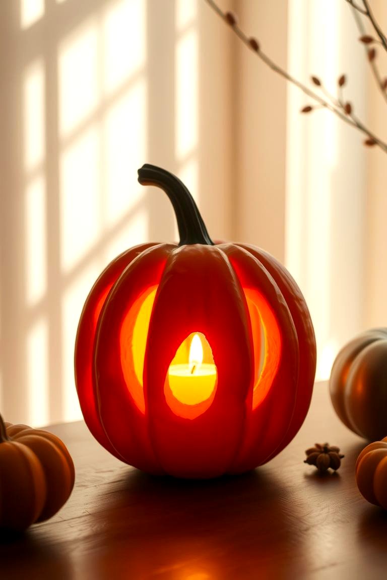 Cozy Pumpkin Candle Holders - 24 Pumpkin Decor Ideas