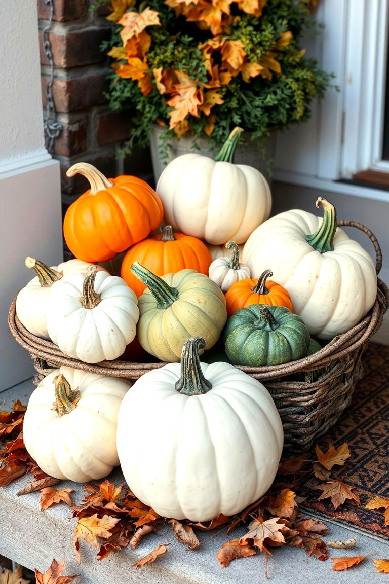 Cozy Pumpkin Display - 24 Front Door Fall Decor Ideas