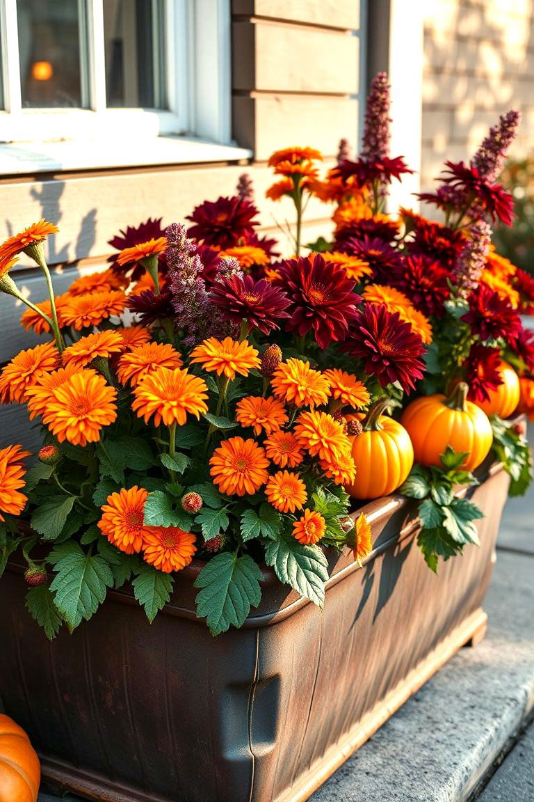 Cozy Pumpkin Spice Display - 24 Fall Flower Box Ideas