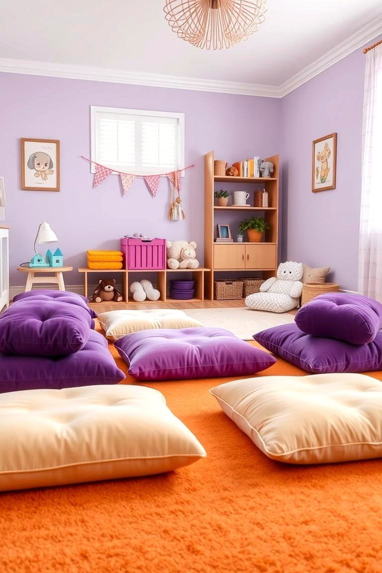 Cozy Purple Floor Cushions - 24 Purple Nursery Ideas