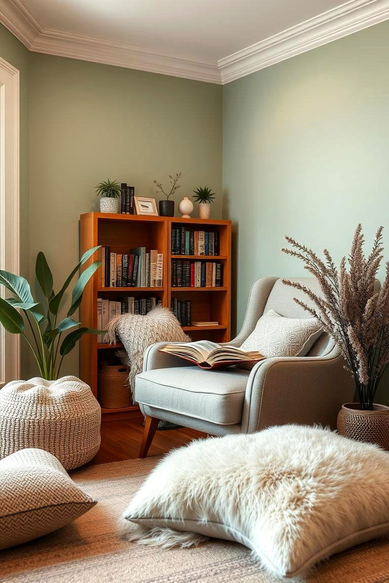Cozy Reading Nook - 24 Boho Sage Green Bedroom Ideas