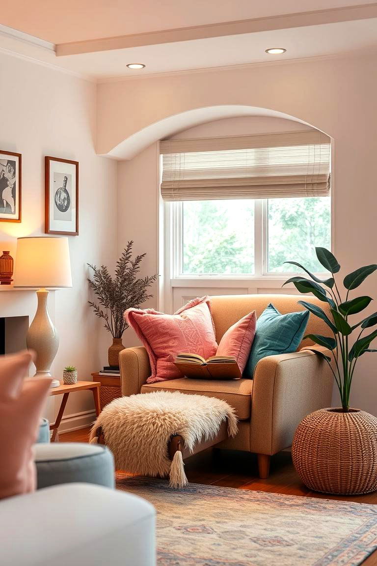 Cozy Reading Nook - 24 Pink and Blue Living Room Ideas