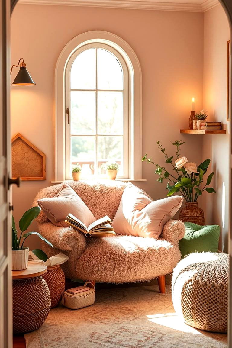 Cozy Reading Nook - 24 Pink and Green Nursery Ideas