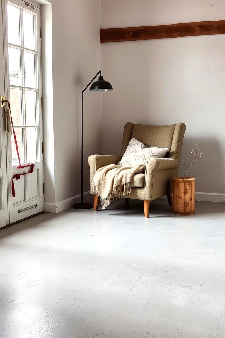 Cozy Reading Nook - 24 Rustic Concrete Floor Living Room Ideas