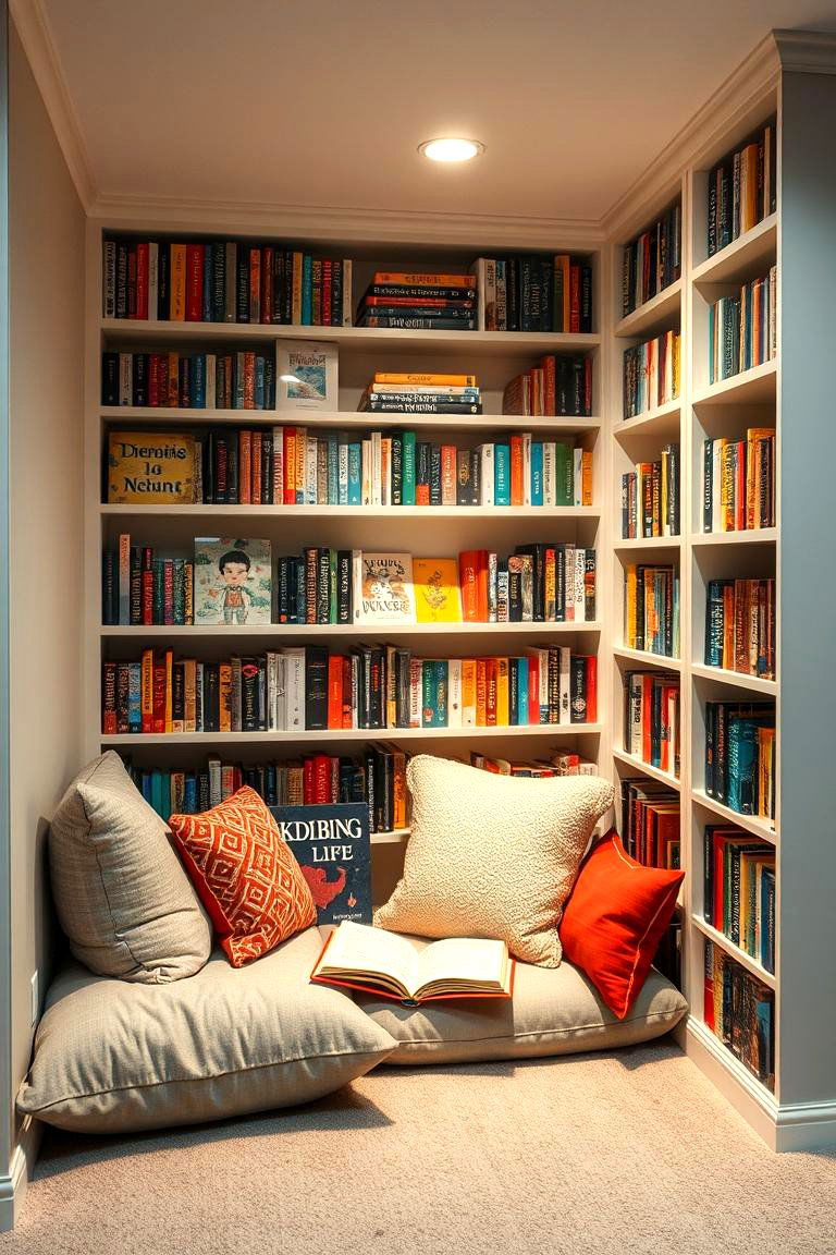 Cozy Reading Nook - 24 Basement Playroom Ideas