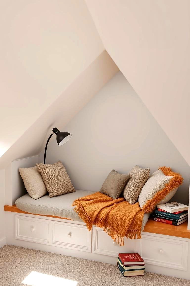 Cozy Reading Nook Under the Eaves - 24 Low Ceiling Small Attic Room Ideas