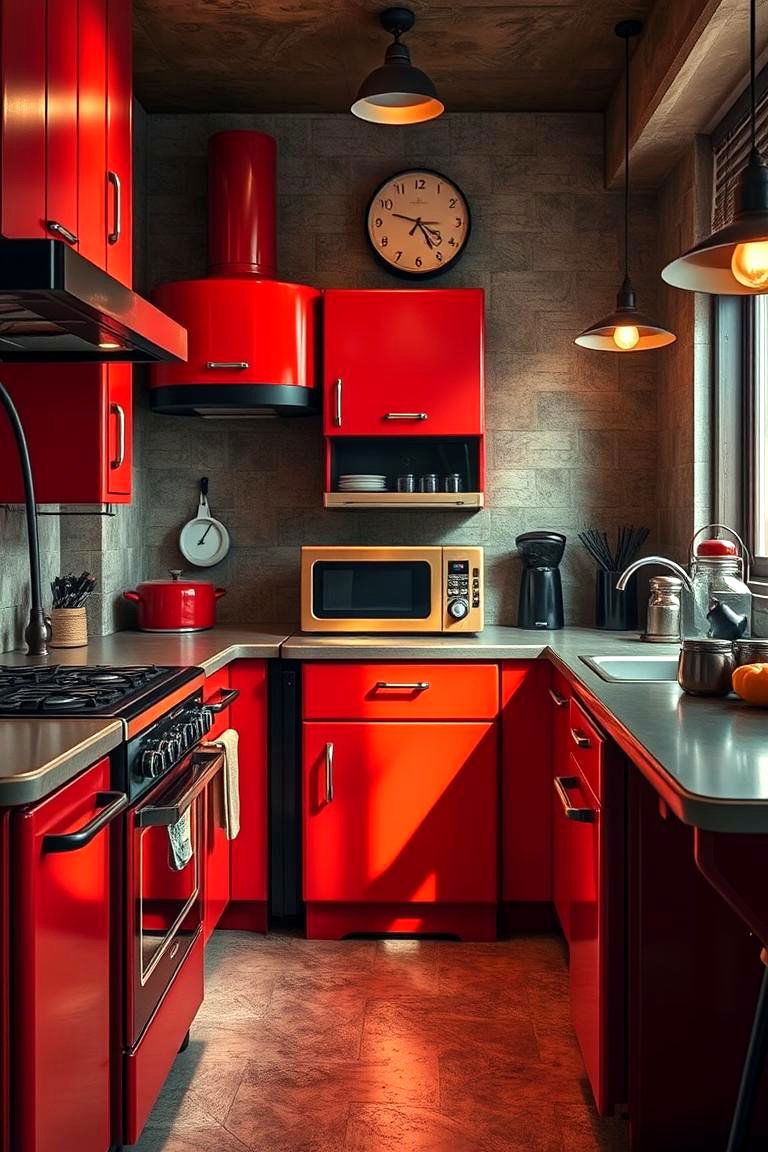 Cozy Retro Charm - 24 red and black kitchen ideas