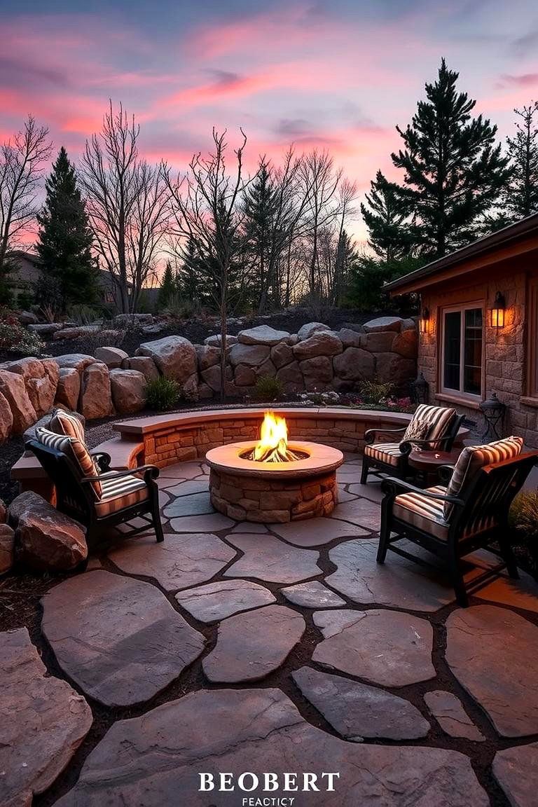 Cozy Rocky Retreat - 24 Stone Patio With a Fire Pit Ideas