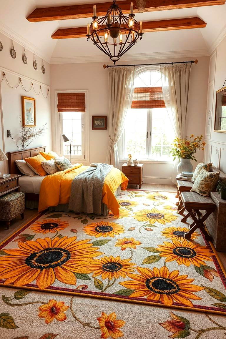 Cozy Sunflower Area Rugs - 24 Sunflower Bedroom Ideas