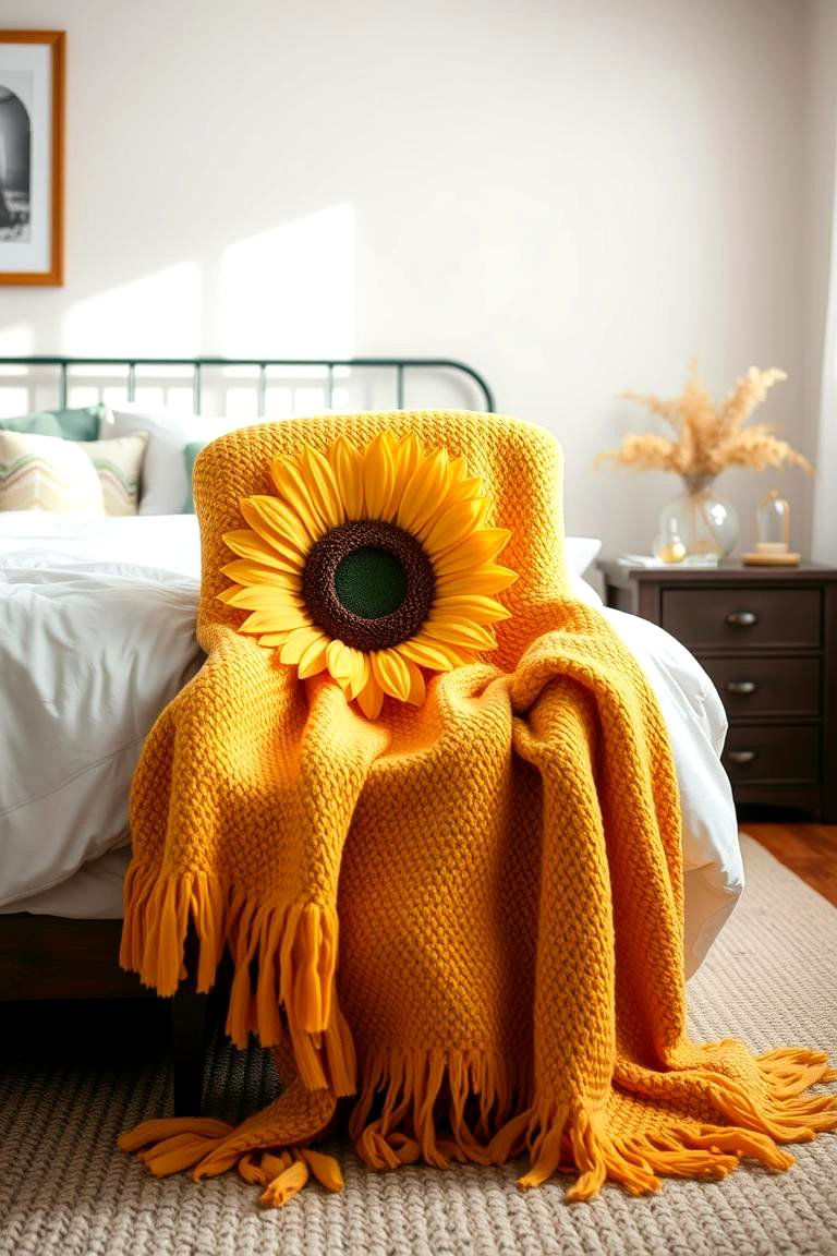 Cozy Sunflower Throw Blankets - 24 Sunflower Bedroom Ideas