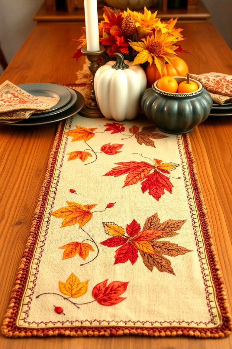 Cozy Table Runner Accents - 24 thanksgiving table decor ideas