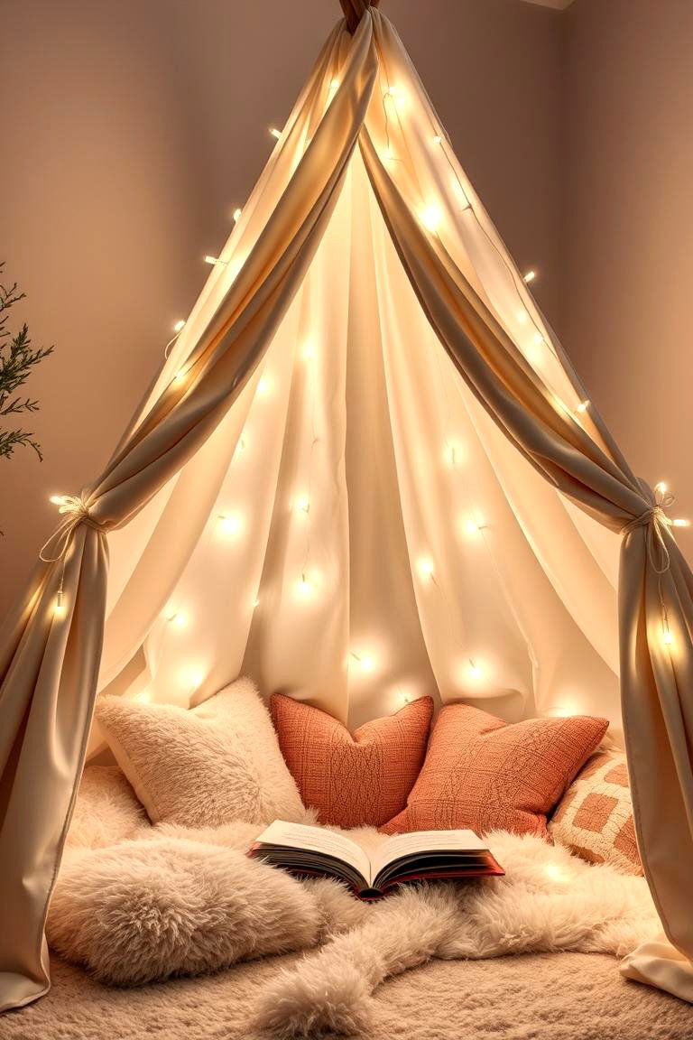 Cozy Teepee Tent Reading Nook - 24 kids reading nook ideas