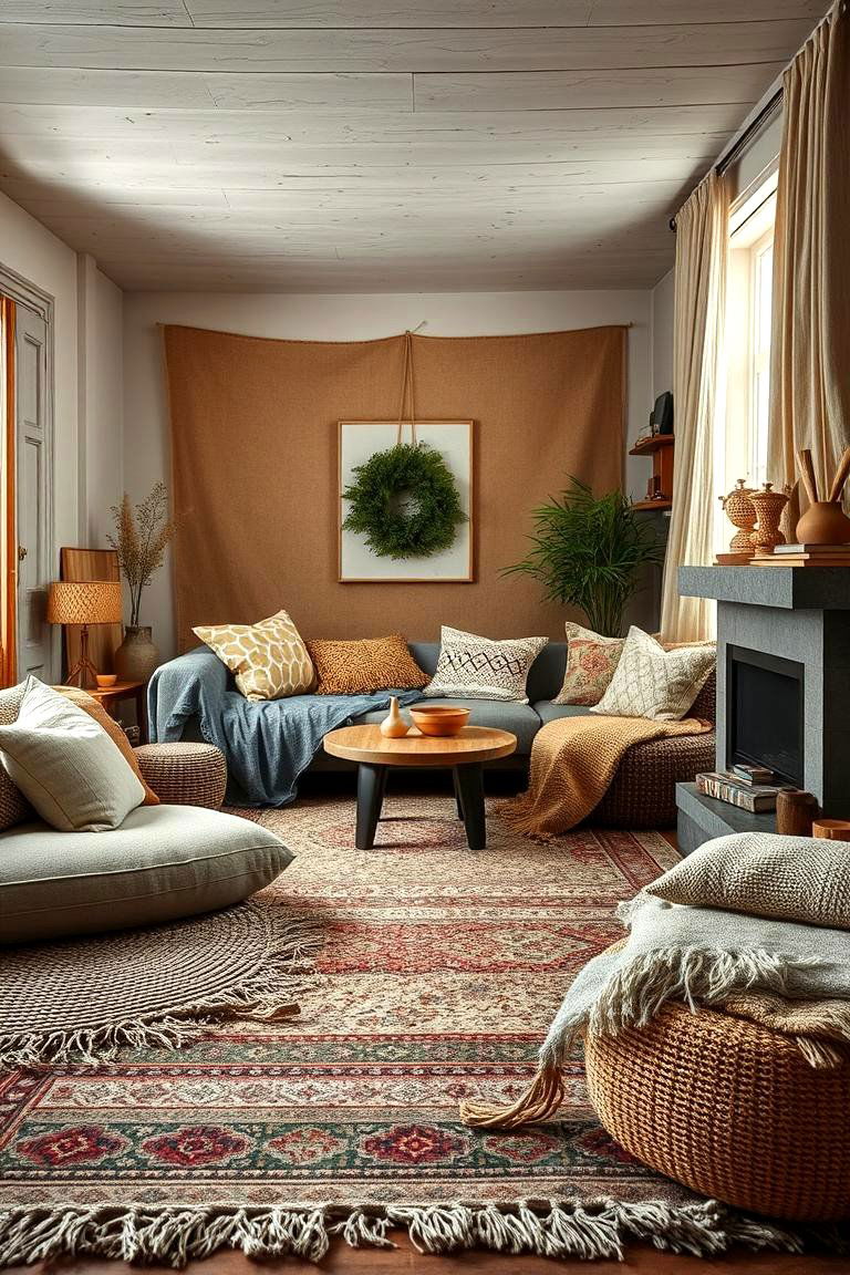Cozy Textiles and Layered Rugs - 24 Boho-scandinavian Design and Decor Ideas