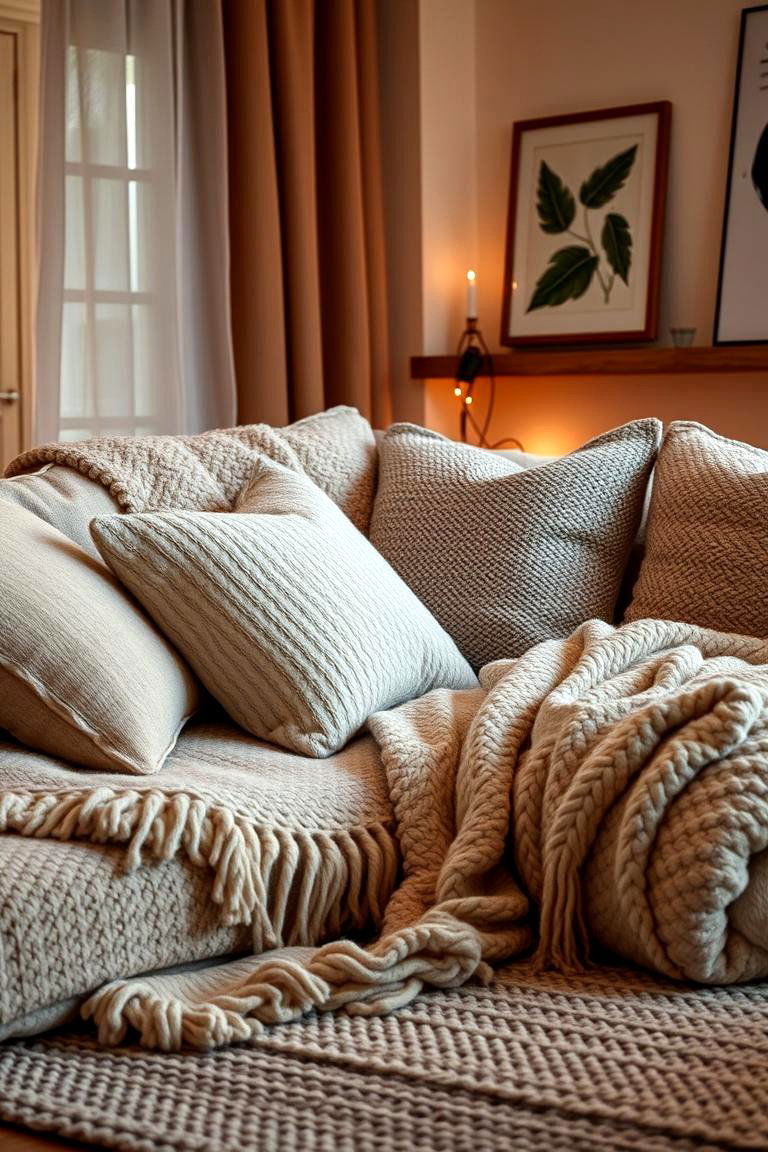 Cozy Textiles and Layering - 24 Scandinavian Living Room Ideas