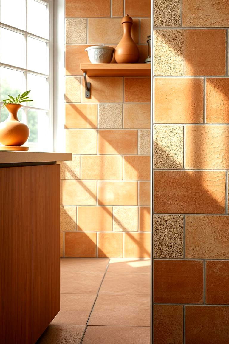 Cozy Textured Terracotta Tiles - 24 Terracotta Kitchen Floor Ideas