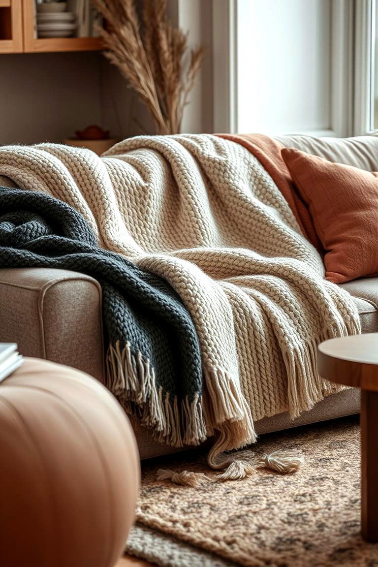 Cozy Textured Throws - 24 Ralph Lauren Living Room Ideas
