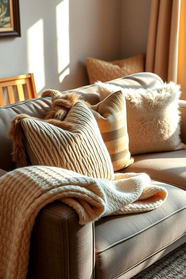 Cozy Throw Pillows and Blankets - 24 Pinterest Living Room Decor Ideas
