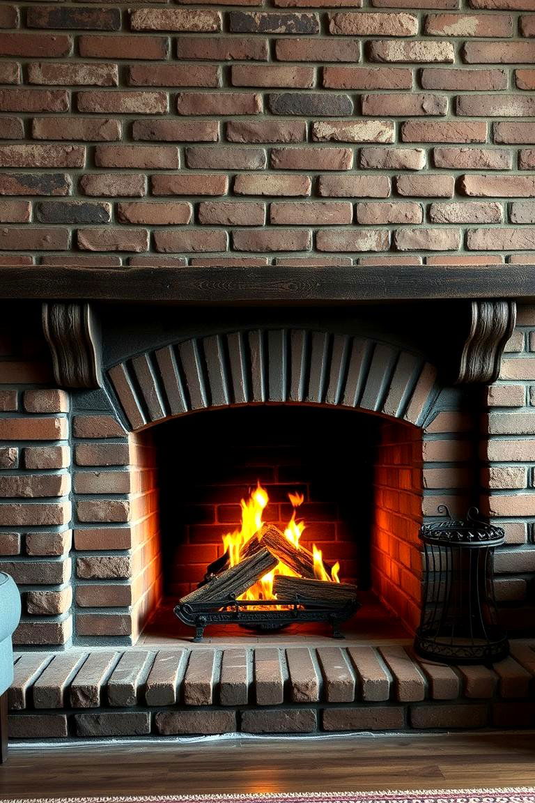 Cozy Traditional Brick - 24 Rustic Brick Fireplace Ideas