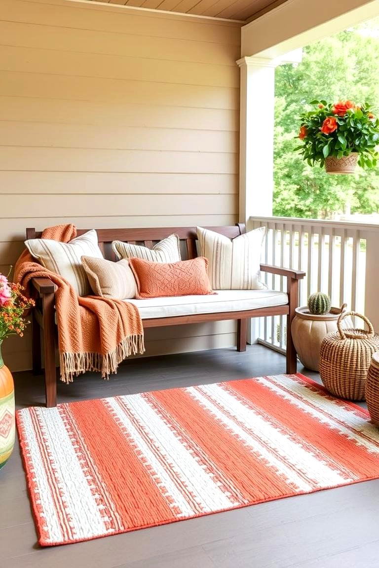 Cozy Up with an Outdoor Rug - 24 Fall Porch Decor Ideas