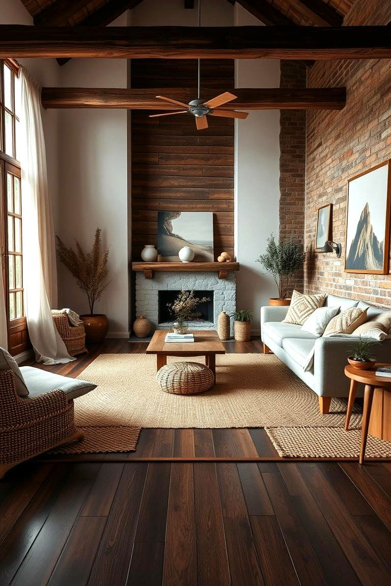 Cozy Warmth and Natural Textures - 24 Dark Brown Floor Living Room Ideas