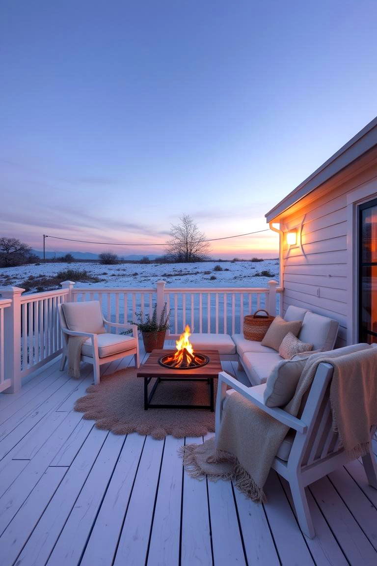 Cozy White Deck with Outdoor Lounge - 24 White Deck Ideas