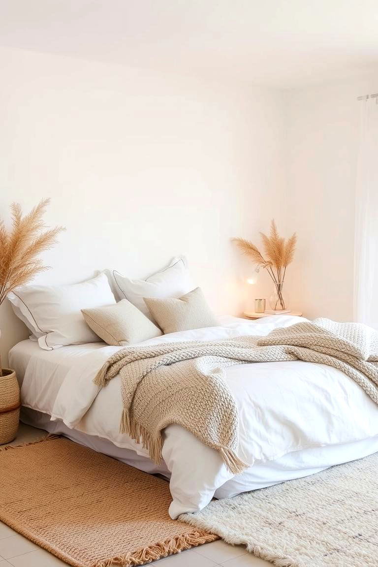 Cozy White with Layered Textiles - 24 White Bedroom Ideas