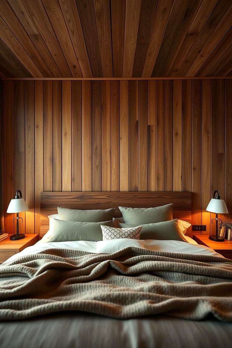 Cozy Wood Headboard Wall - 24 Wood Accent Wall Ideas