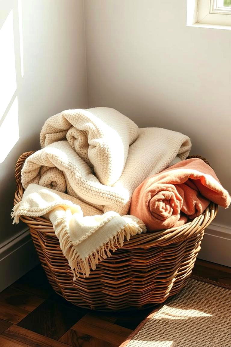 Cozy Woven Basket Storage - 24 Blanket Storage Ideas