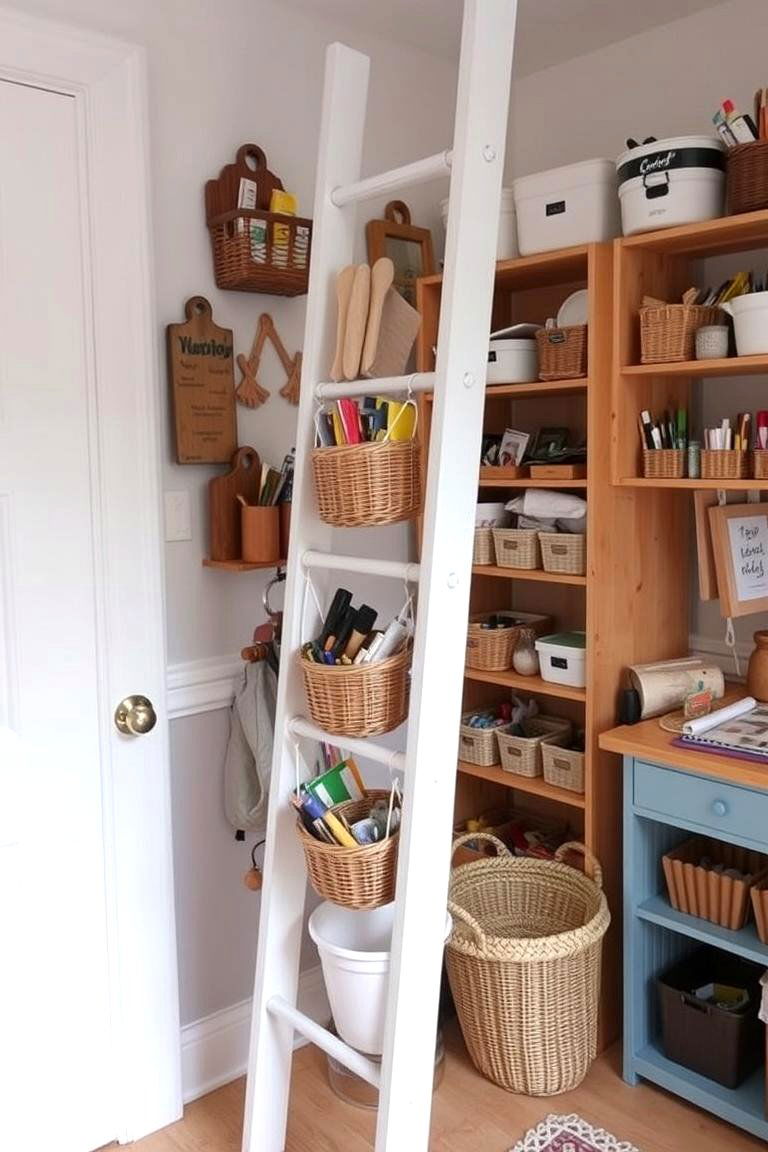 Craft Room Supply Ladder - 24 Ladder Storage Ideas