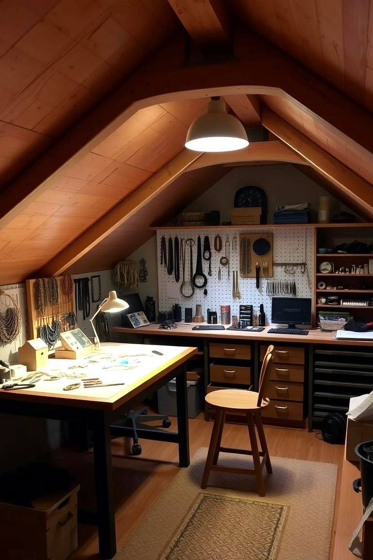 Craft Room for Jewelry Making or Small Projects - 24 Low Ceiling Small Attic Room Ideas