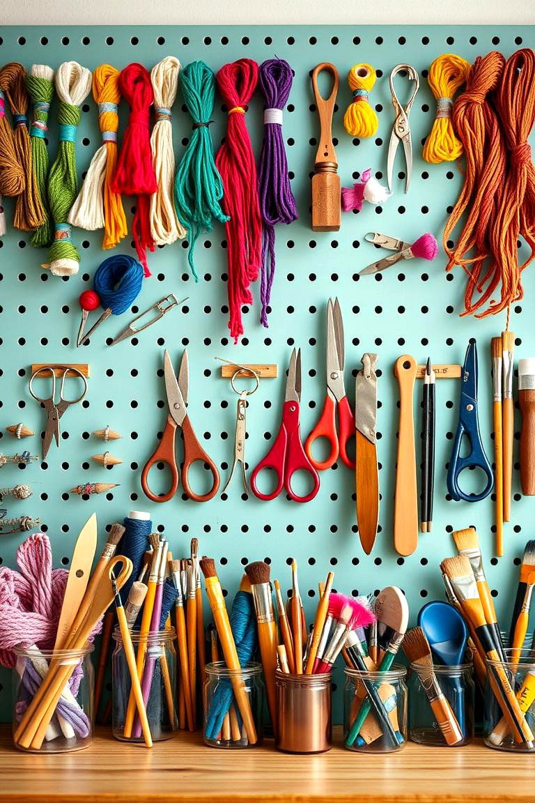 Craft Supply Organizer - 24 Pegboard Ideas