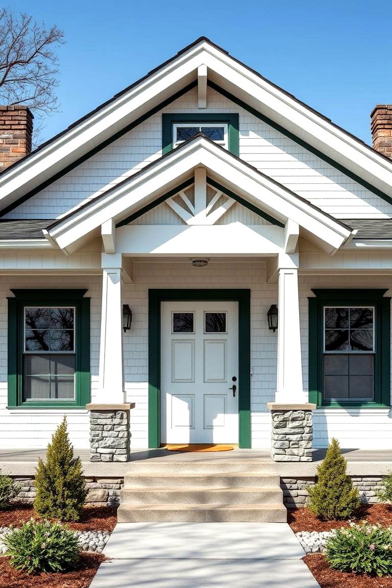 Craftsman Bungalow Elegance - 24 White Siding House Designs